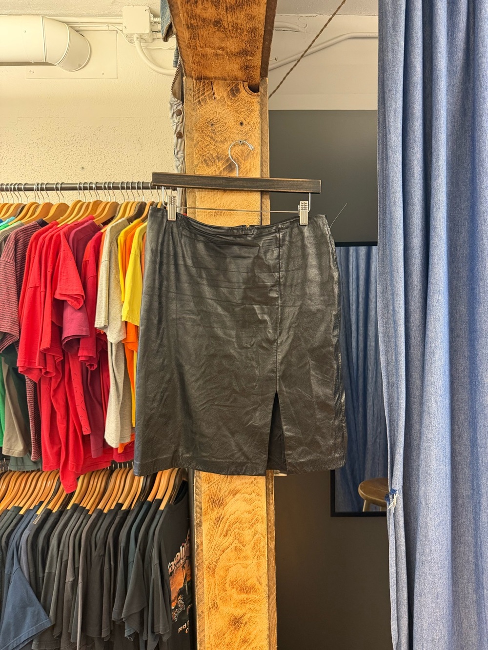 Black womens leather skirt